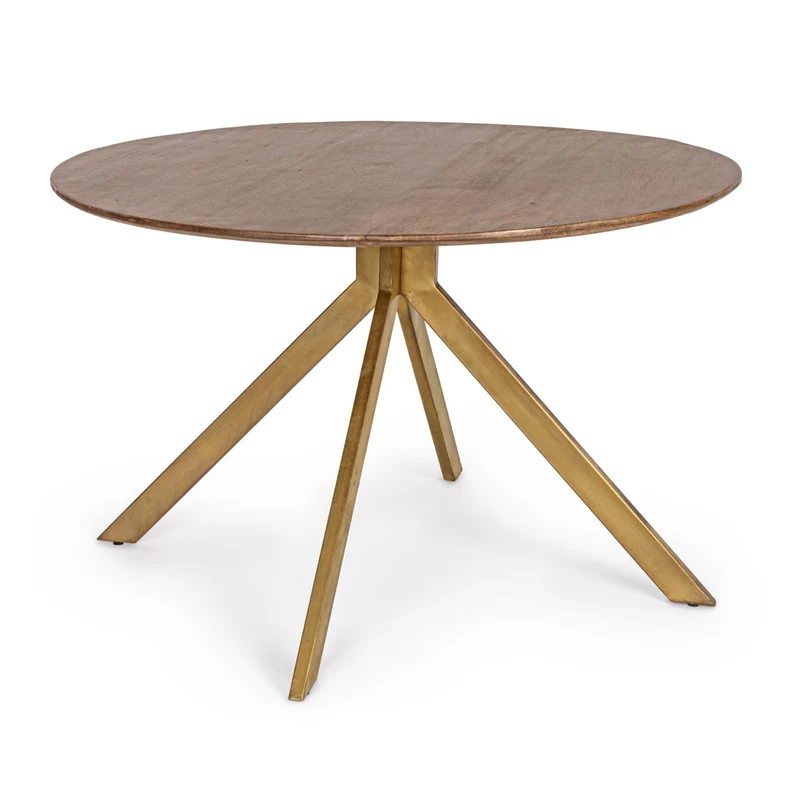 Tavolo Sherman rotondo, con gambe, in legno di mango, stile vintage da Ø 120 cm
