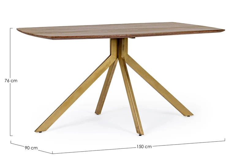 Tavolo Sherman rettangolare, con gambe, in legno di mango, stile vintage da 150 cm