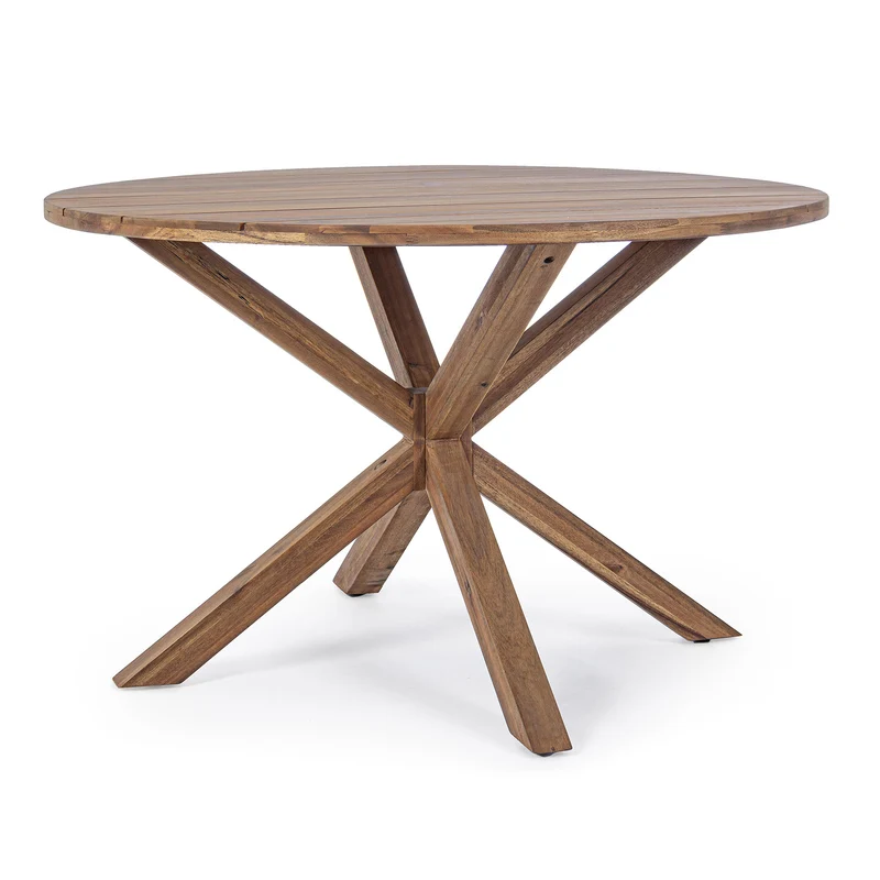 Tavolo tondo moderno in legno di Acacia "Dublino" da giardino per esterno