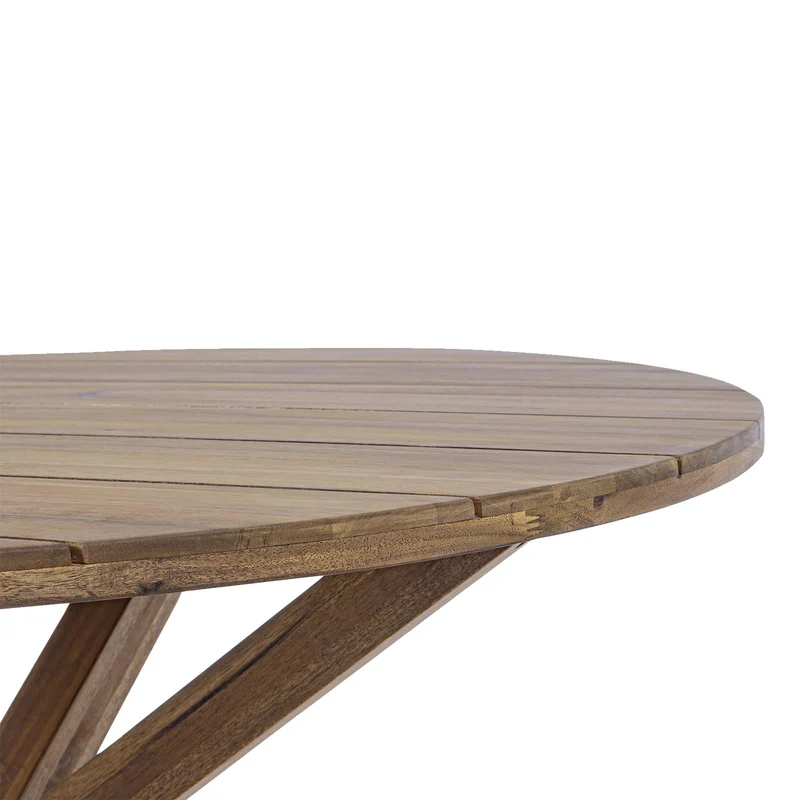 Tavolo tondo moderno in legno di Acacia "Dublino" da giardino per esterno