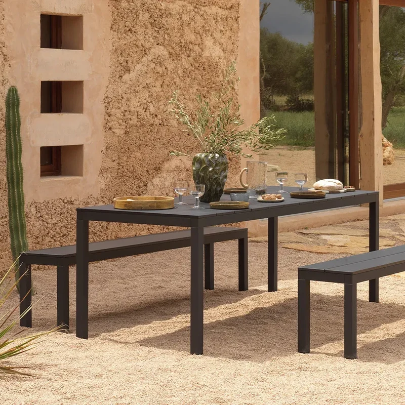 Set Tavolo con panche "Nardi Rio Alu" piano in alluminio per giardino e veranda 210 cm "Made in Italy"