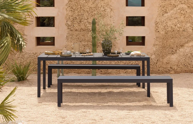 Set Tavolo con panche "Nardi Rio Alu" piano in alluminio per giardino e veranda 210 cm "Made in Italy"