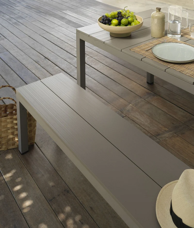 Set Tavolo con panche "Nardi Rio Alu" piano in alluminio per giardino e veranda 210 cm "Made in Italy"