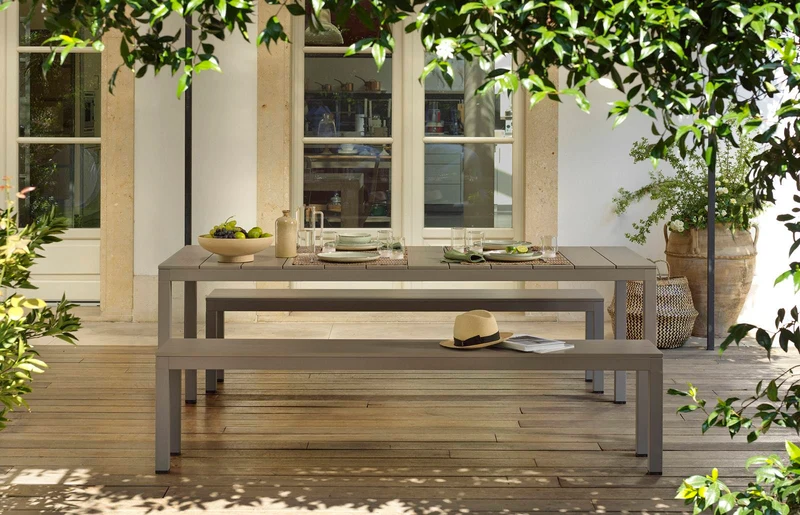 Set Tavolo con panche "Nardi Rio Alu" piano in alluminio per giardino e veranda 210 cm "Made in Italy"