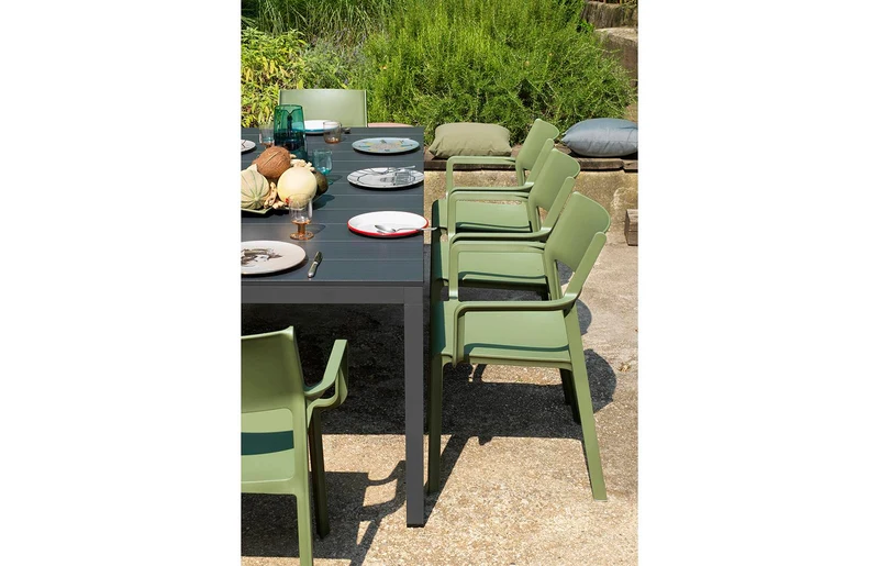 Tavolo Fisso "Nardi Rio Alu" piano in alluminio per giardino e veranda 210 cm "Made in Italy"
