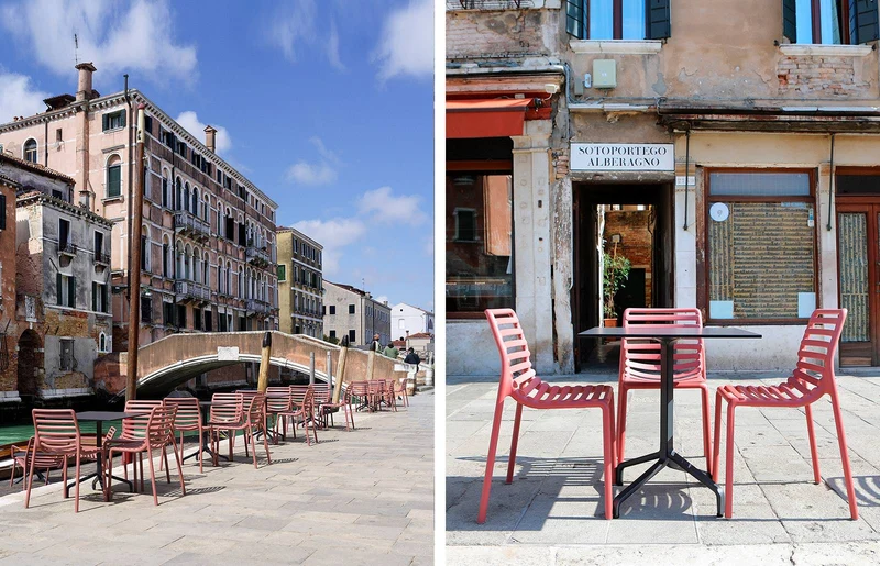 Sedia "Doga Bistrot" in polipropilene fiber-glass per giardino, bar e ristorante "Made in Italy"