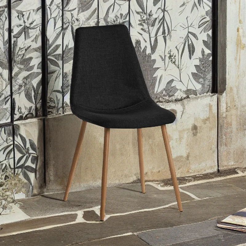 Sedia "Dama" in tessuto Nero con gambe in metallo h 86 cm arredamento moderno