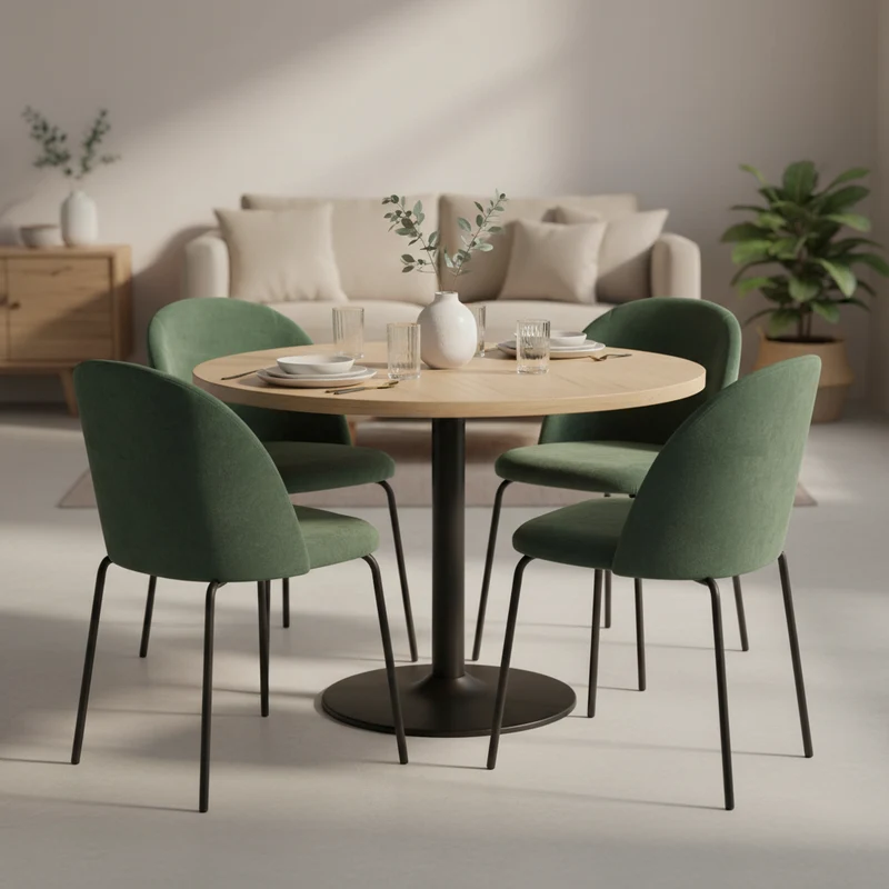 Sedia "Puzzle" in velluto Verde Scuro con gambe nere h 80 cm arredamento moderno