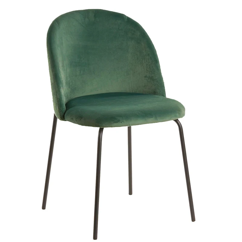 Sedia "Puzzle" in velluto Verde Scuro con gambe nere h 80 cm arredamento moderno