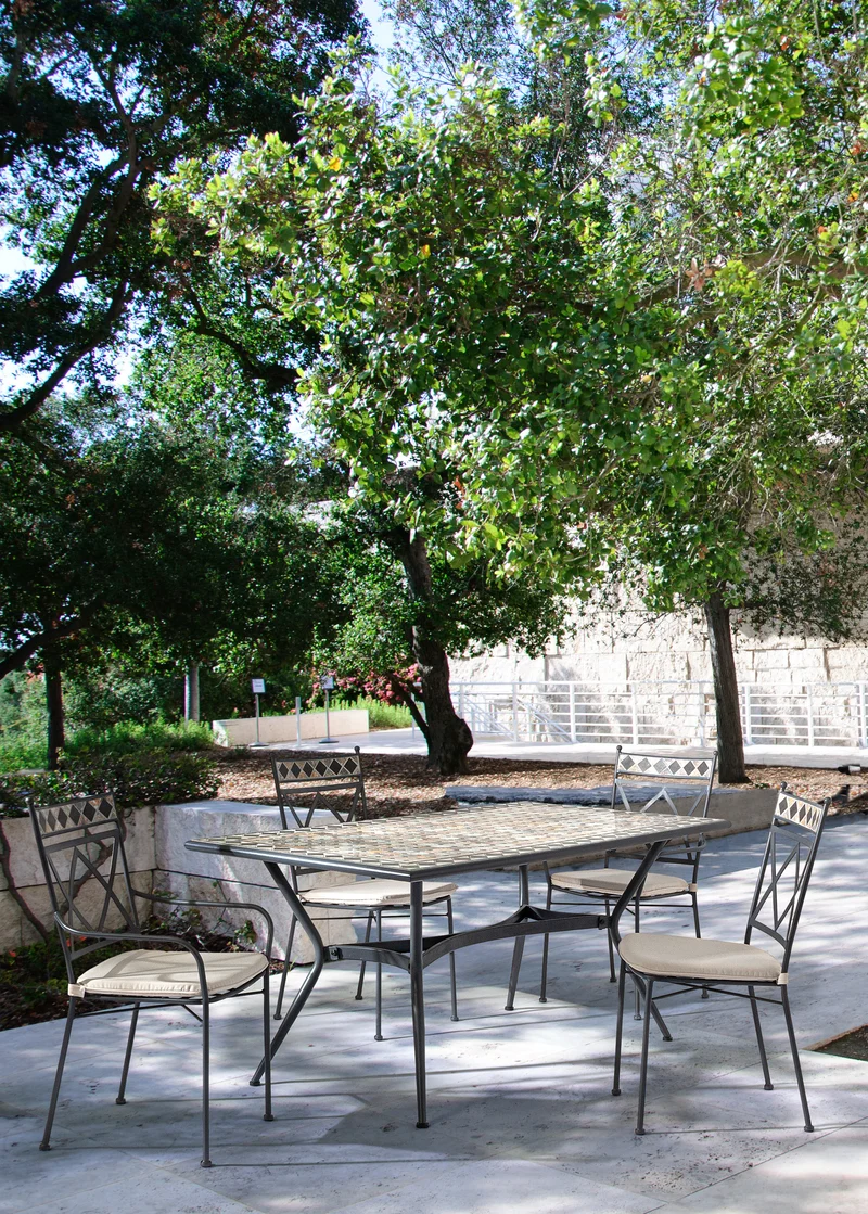 Tavolo con mosaico "Berkley" in acciaio verniciato e piano in ceramica da giardino 200 cm