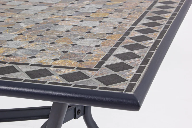 Tavolo con mosaico "Berkley" in acciaio verniciato e piano in ceramica da giardino 200 cm