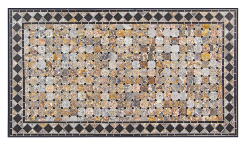 Tavolo con mosaico "Berkley" in acciaio verniciato e piano in ceramica da giardino 200 cm