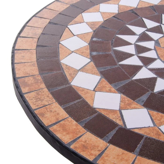 Tavolino tondo con mosaico in acciaio verniciato e piano in ceramica da giardino Ø 60 cm
