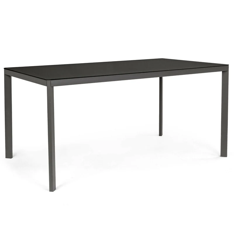 Tavolo "Linn" in Acciaio antracite e Vetro Temperato da giardino per esterno 150 x 90 cm