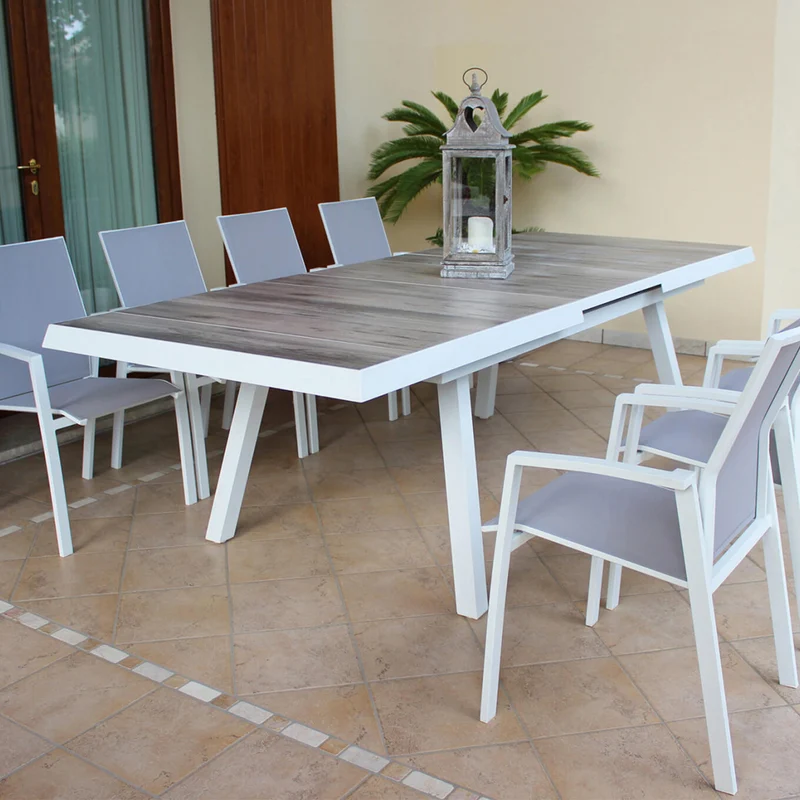 Tavolo allungabile "Cayman" in alluminio e Gres porcellanato per esterno 205\265 x 105 cm