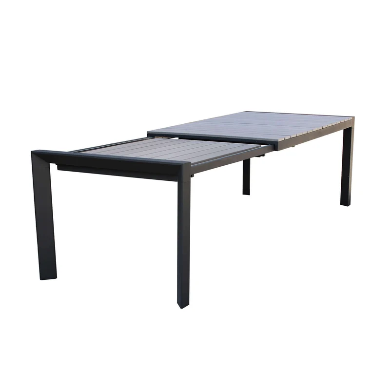 Tavolo allungabile "Corfù" Antracite in alluminio e Polywood dogato telescopico 160-240x100 cm per giardino e veranda