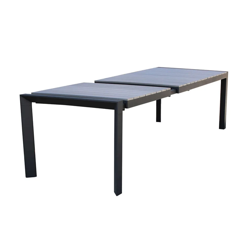 Tavolo allungabile "Corfù" Antracite in alluminio e Polywood dogato telescopico 160-240x100 cm per giardino e veranda