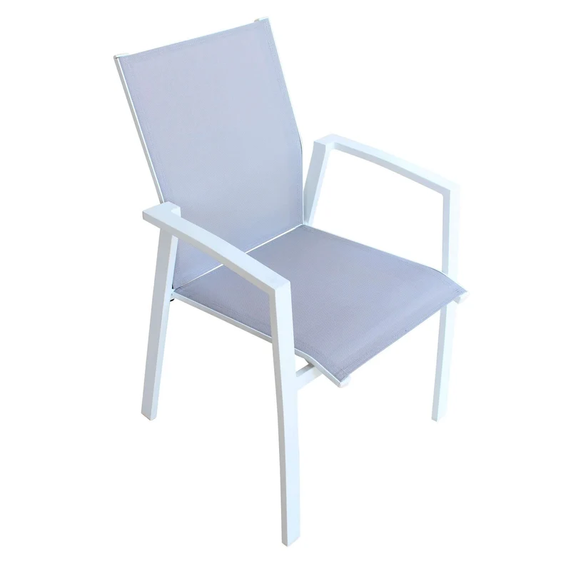 Poltrona "Milo" struttura in alluminio Bianco verniciato con texilene da giardino per esterno