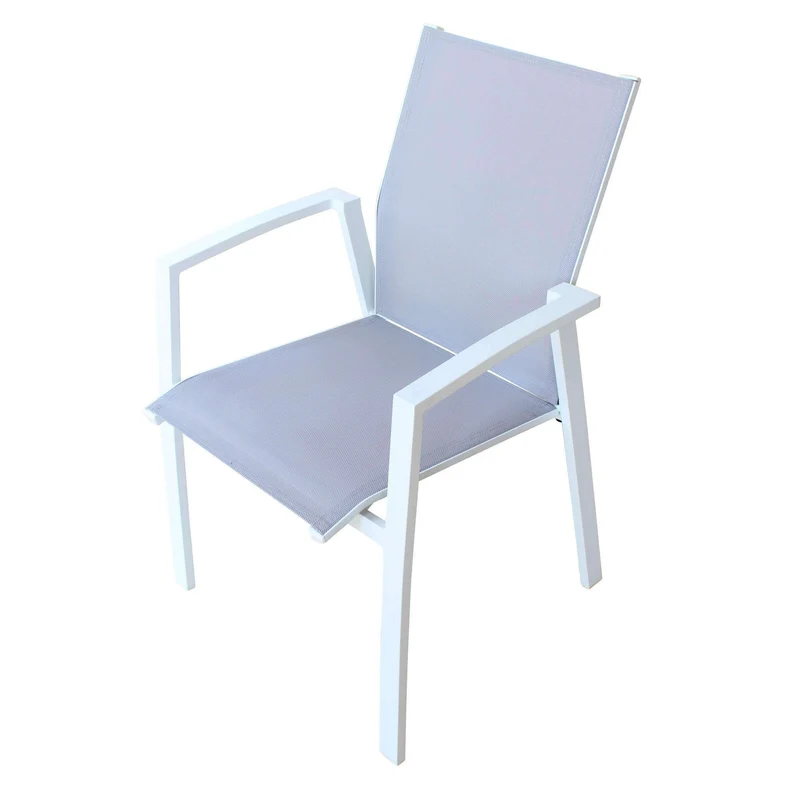 Poltrona "Milo" struttura in alluminio Bianco verniciato con texilene da giardino per esterno