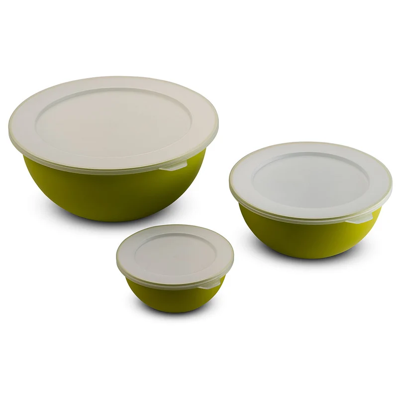 Set 3 ciotole con tappi scodella da cucina moderna in tinta unita 3 dimensioni
