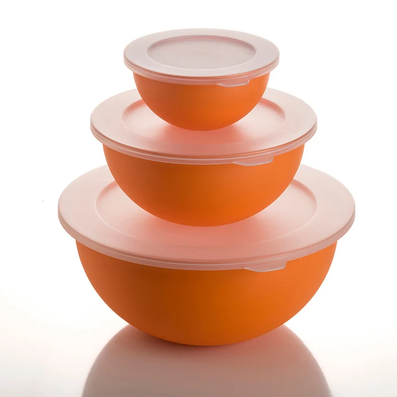 Set 3 ciotole con tappi scodella da cucina moderna in tinta unita 3 dimensioni