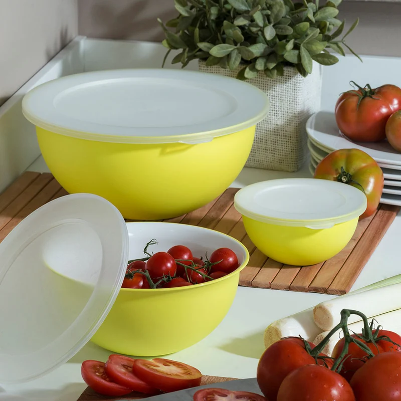 Set 3 ciotole con tappi scodella da cucina moderna in tinta unita 3 dimensioni