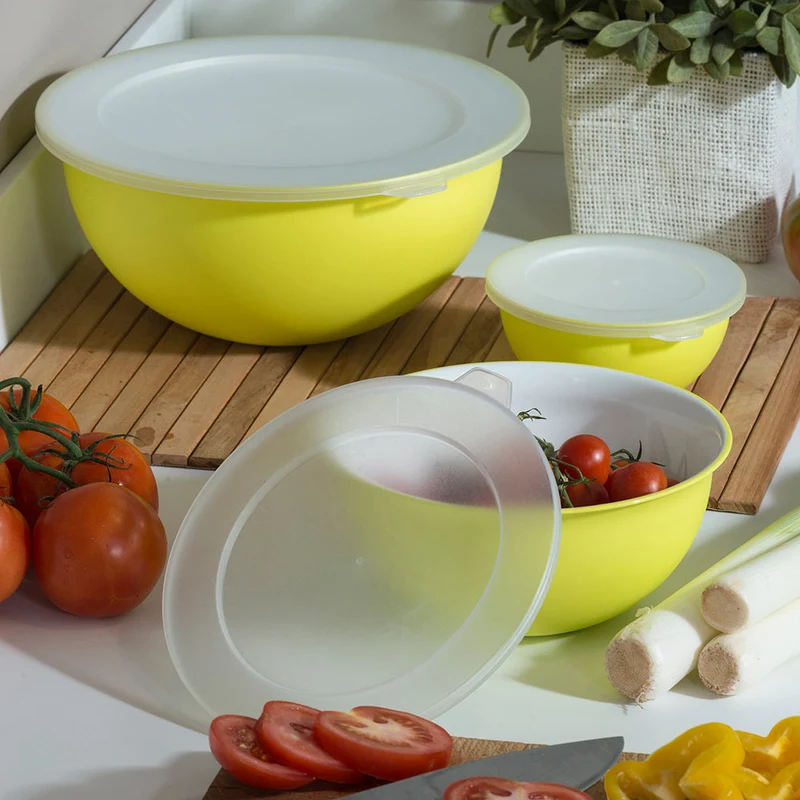 Set 4 Ciotola con tappi scodella da cucina moderna in tinta unita da 0.5 lt