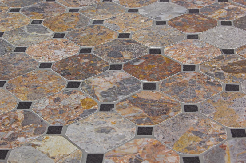 Tavolo con mosaico "Berkley" in acciaio verniciato e piano in ceramica da giardino 160 cm