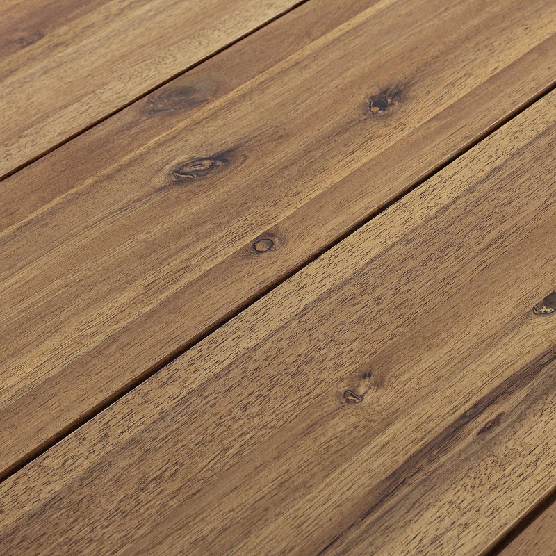 Tavolo quadrato moderno "Helsinki" in acciaio verniciato nero e doghe in legno 130 cm