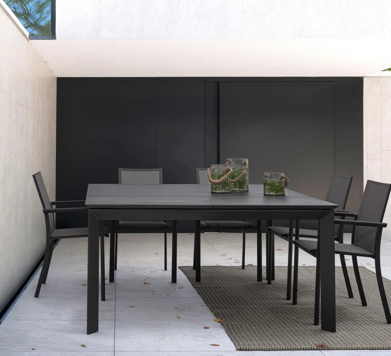 Tavolo Quadrato allungabile "Konnor" in alluminio Antracite da esterno 160x110/160 per giardino e veranda