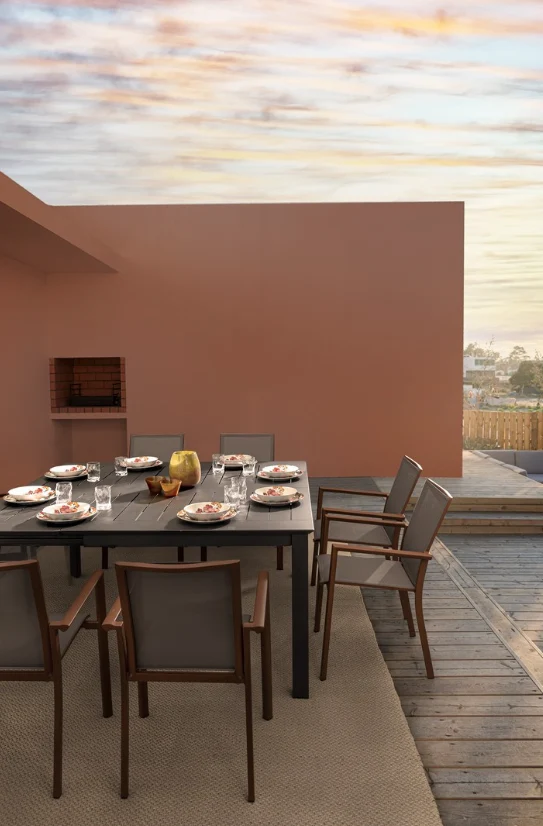 Tavolo Quadrato allungabile "Konnor" in alluminio Antracite da esterno 160x110/160 per giardino e veranda