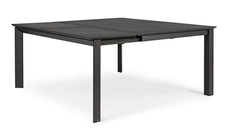 Tavolo Quadrato allungabile "Konnor" in alluminio Antracite da esterno 160x110/160 per giardino e veranda