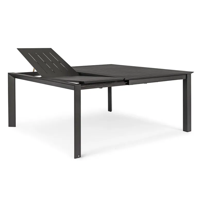 Tavolo Quadrato allungabile "Konnor" in alluminio Antracite da esterno 160x110/160 per giardino e veranda
