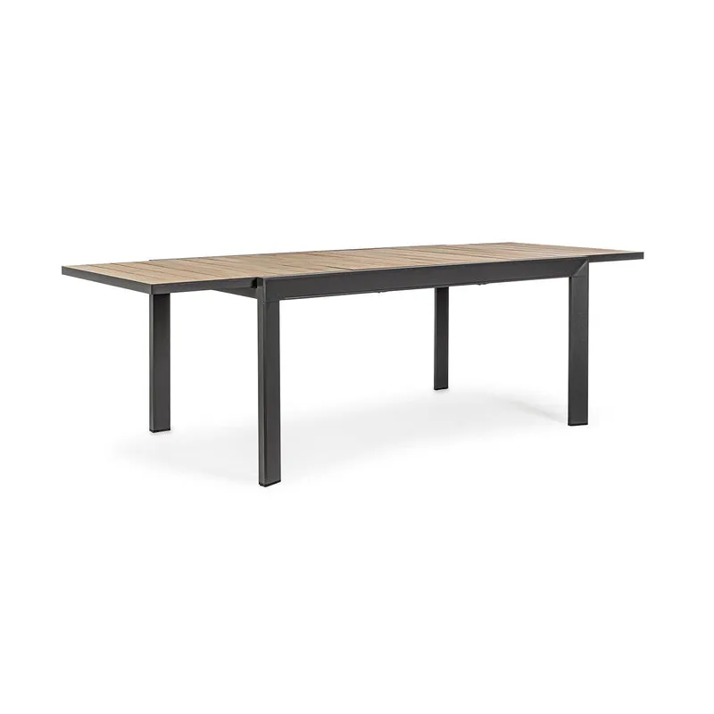 Tavolo allungabile "Al Delmar" in alluminio verniciato e legno di acacia da esterno per giardino e veranda 220/340 cm