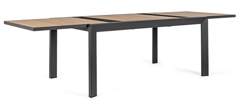 Tavolo allungabile "Al Delmar" in alluminio verniciato e legno di acacia da esterno per giardino e veranda 220/340 cm