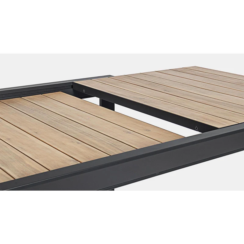 Tavolo allungabile "Al Delmar" in alluminio verniciato e legno di acacia da esterno per giardino e veranda 220/340 cm
