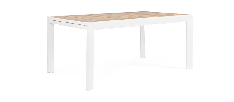 Tavolo allungabile "Al Delmar" in alluminio verniciato e legno di acacia da esterno per giardino e veranda 220/340 cm