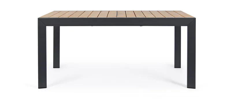 Tavolo allungabile "Al Delmar" in alluminio verniciato e legno di acacia da esterno per giardino e veranda 220/340 cm