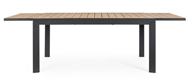 Tavolo allungabile "Al Delmar" in alluminio verniciato e legno di acacia da esterno per giardino e veranda 220/340 cm