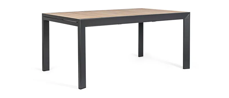Tavolo allungabile "Al Delmar" in alluminio verniciato e legno di acacia da esterno per giardino e veranda 220/340 cm