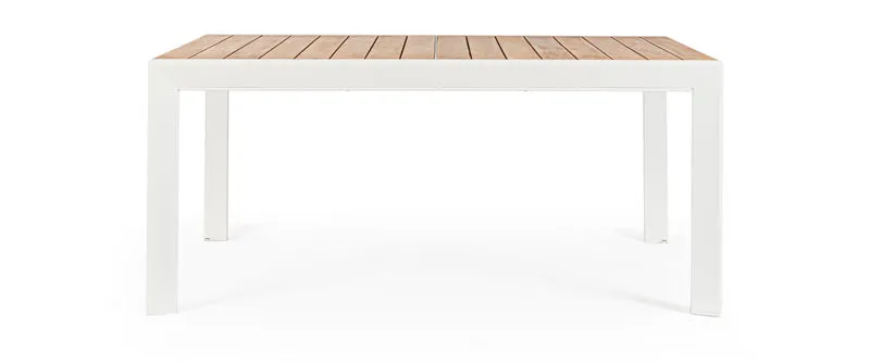Tavolo allungabile "Al Delmar" in alluminio verniciato e legno di acacia da esterno per giardino e veranda 220/340 cm