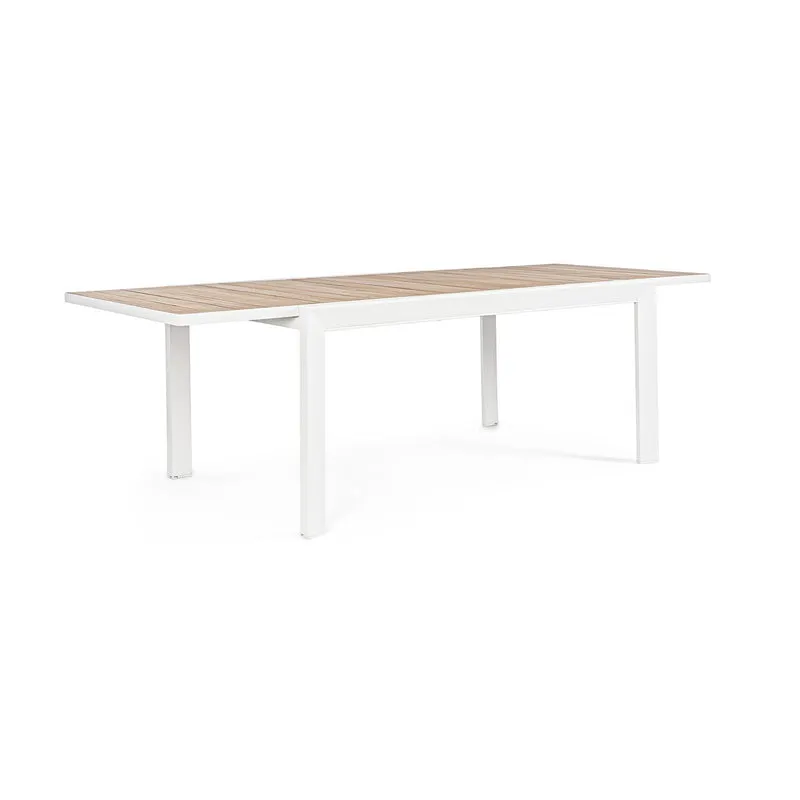Tavolo allungabile "Al Delmar" in alluminio verniciato e legno di acacia da esterno per giardino e veranda 220/340 cm