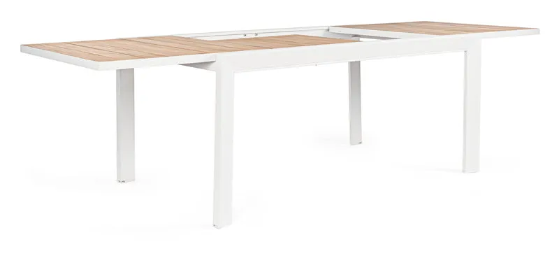 Tavolo allungabile "Al Delmar" in alluminio verniciato e legno di acacia da esterno per giardino e veranda 220/340 cm