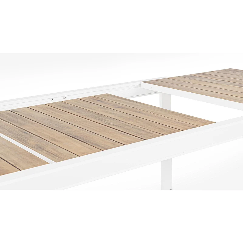 Tavolo allungabile "Al Delmar" in alluminio verniciato e legno di acacia da esterno per giardino e veranda 220/340 cm