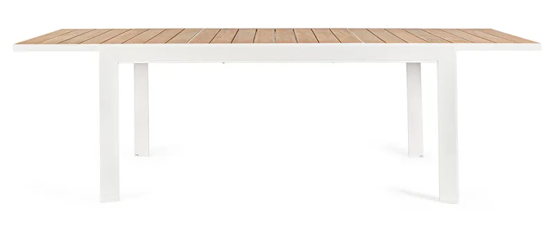 Tavolo allungabile "Al Delmar" in alluminio verniciato e legno di acacia da esterno per giardino e veranda 160/240 cm