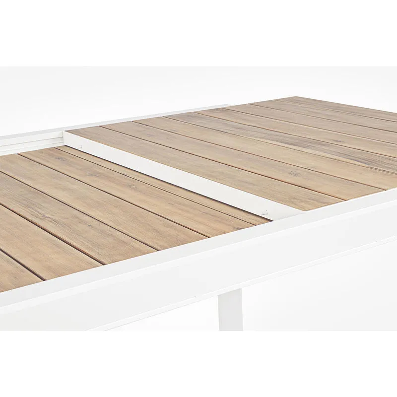 Tavolo allungabile "Al Delmar" in alluminio verniciato e legno di acacia da esterno per giardino e veranda 160/240 cm