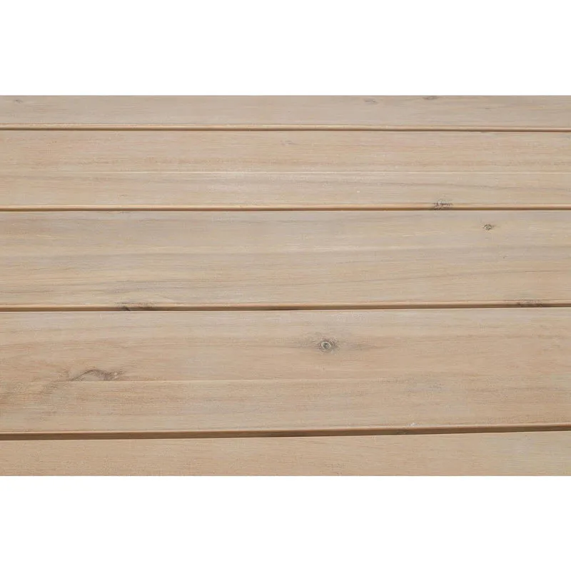 Tavolo quadrato moderno "Kailani" in alluminio verniciato nero e doghe in legno di acacia