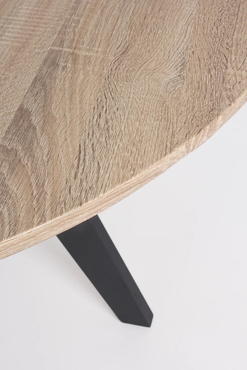 Tavolo tondo da pranzo moderno "Henry" in legno Ø 135 cm gambe in acciaio nero