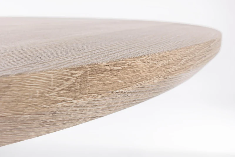 Tavolo tondo da pranzo moderno "Henry" in legno Ø 135 cm gambe in acciaio nero
