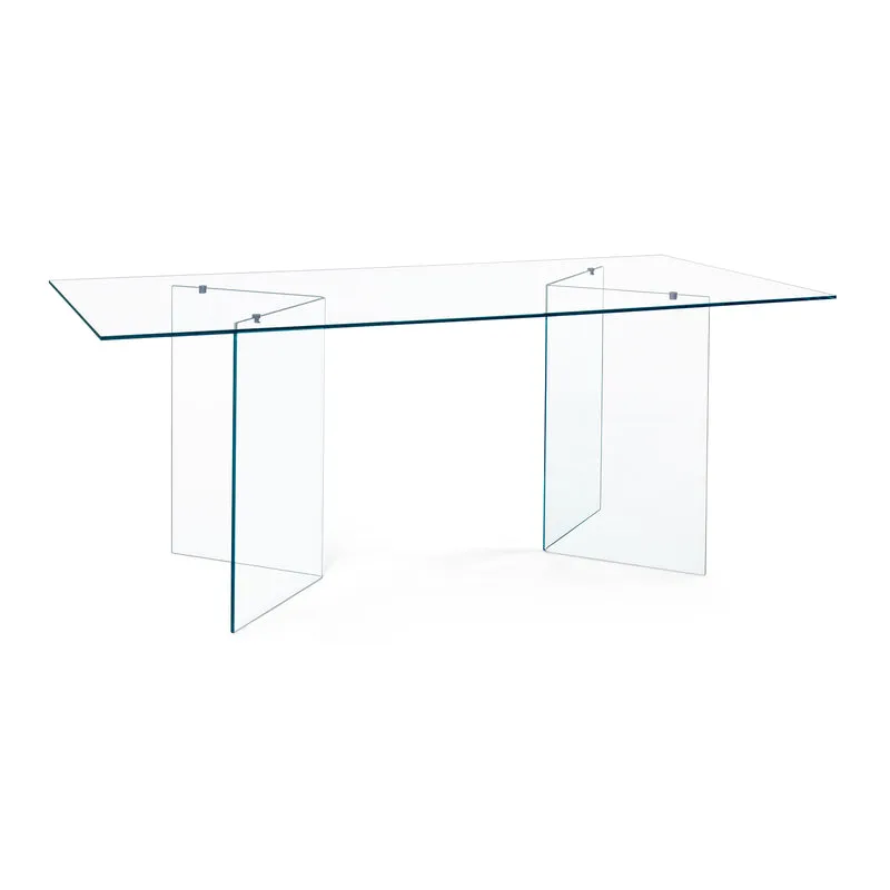Tavolo "Iride" porta PC con struttura in vetro trasparente Scrivania 180 X 90 cm per ufficio e cameretta